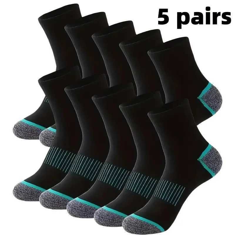 5 Pairs Mens Premium Sports Socks High-Quality Cotton Soft Comfortable Sweat-Absorbent Breathable for Outdoor Activities D260313