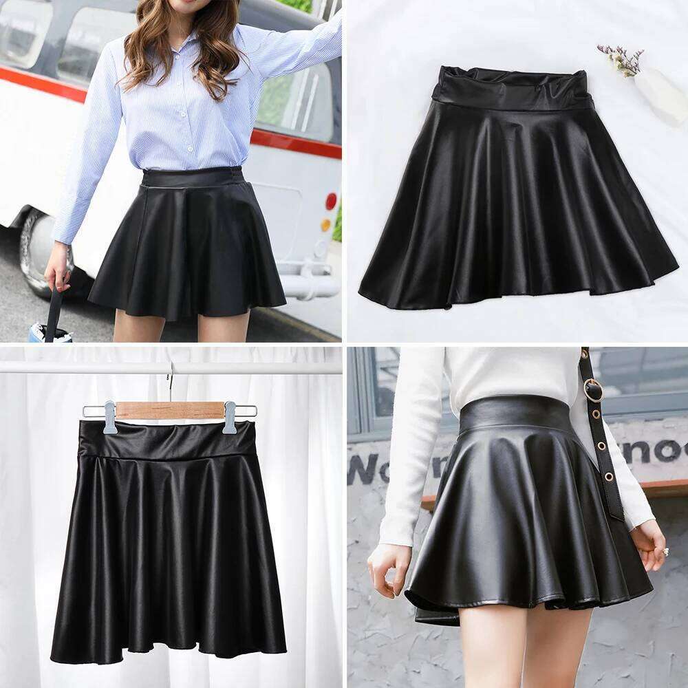 Multipurpose Elastic Mini Short Skirt Women Faux Leather Skirts High Waist For Skater Work Nightclub Z260314