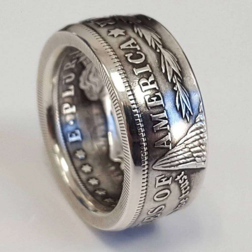 New Simple Trend Niche Dollar Handmade Women's Men's Vintage Punk Personalized Coin Ring Fashion Jewelry H260312