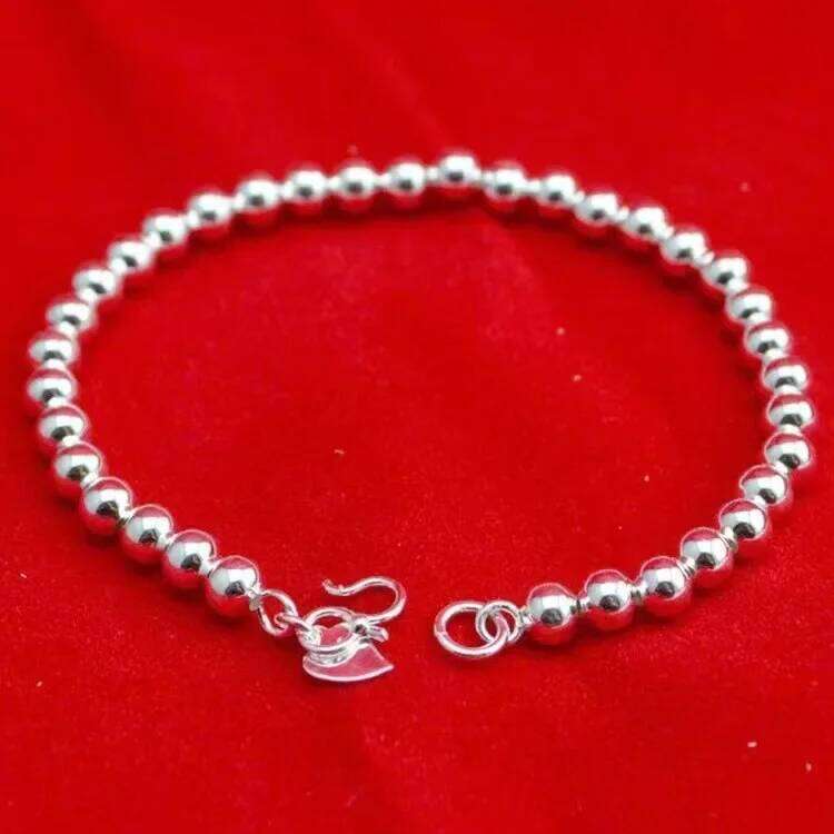 Vintage 925 Sterling Silver Beads Bracelets For Women Simjple Adjustable Ball Bracelet Party Wedding Charms Jewelry Z260313