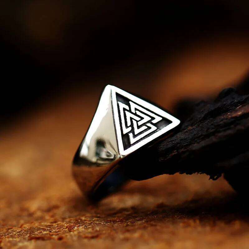 S925 Sterling Silver Minimalist Triangle Symbol Signet Nordic Rune Protector Amulet Ring Viking Jewelry Creativity Gift H260312