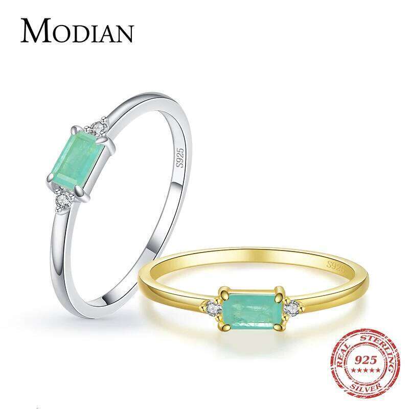 Modian Charm Real 925 Stelring Silver Green Tourmaline Fashion Finger Rings For Women Fine Jewelry Accessories New Bijoux H260312
