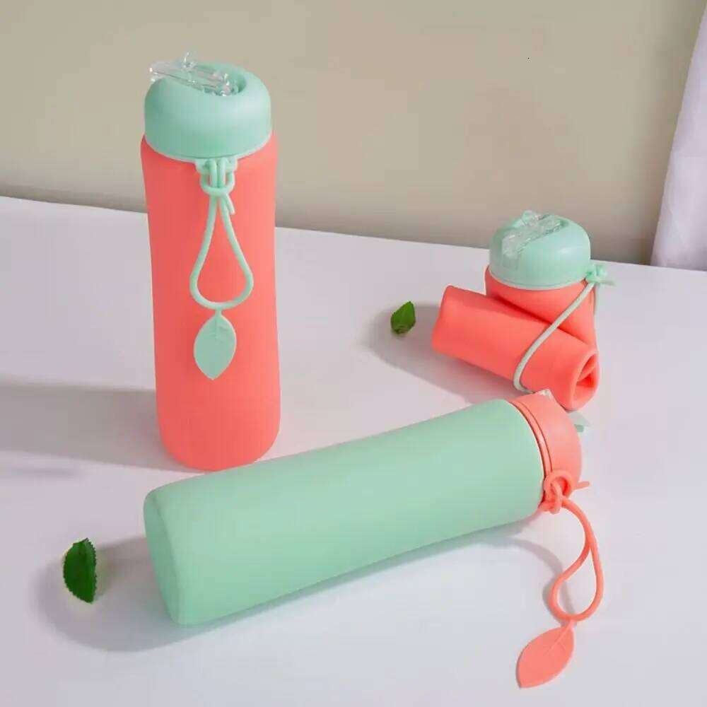Leak Proof Foldable Silicone Bottle Portable Reuseable Folding Cup Twist Cap Collapsible Water Cups Camping Z260313
