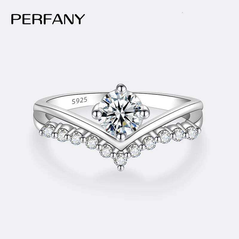 PERFANY 0.5CT Moissanite Ring for Women S925 Pure Silver V-shaped Design Elegant Laboratory Diamond Fashion Jewelry H260312