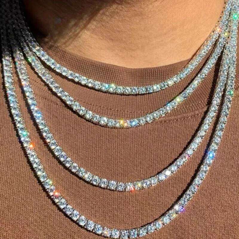 Hip Hop Tennis Chain Necklace Bling Party Jewelry Men Women Concerts Festivals Ideal Gift for Rapper Fans Trendsetters H260312