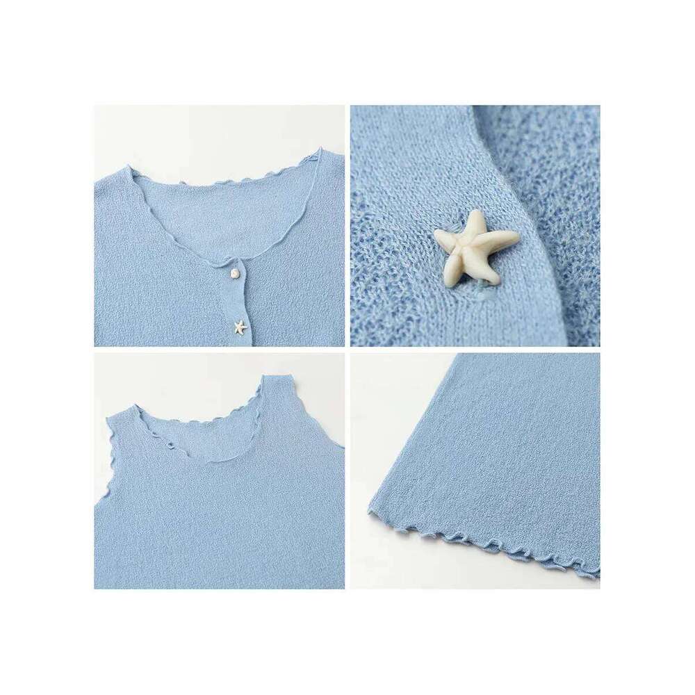 CHIC VEN Fashion Women Cardigan Loose Casual New Design Ocean Style Female Knitted Sweater Vest Two-piece Set Spring Summer 2026