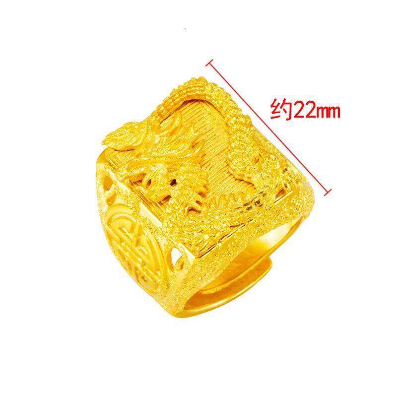 Genuine 999 Gold Color Dragon for Men Bro Thick Ring Gift Adjustable Jewelry Gifts Accessories Oro pure De 24 k Rings H260312