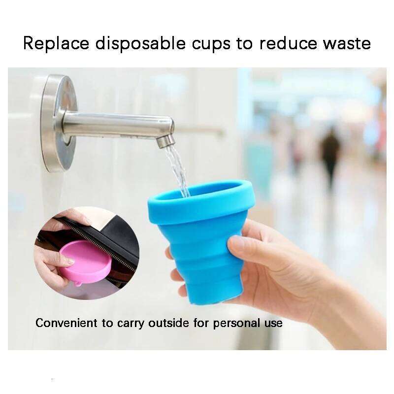 1PC Silicone Folding Cup For Outdoor Travel Convenient To Carry Heat-resistant Safe Hygienic And Environmentally Friendly Z260313