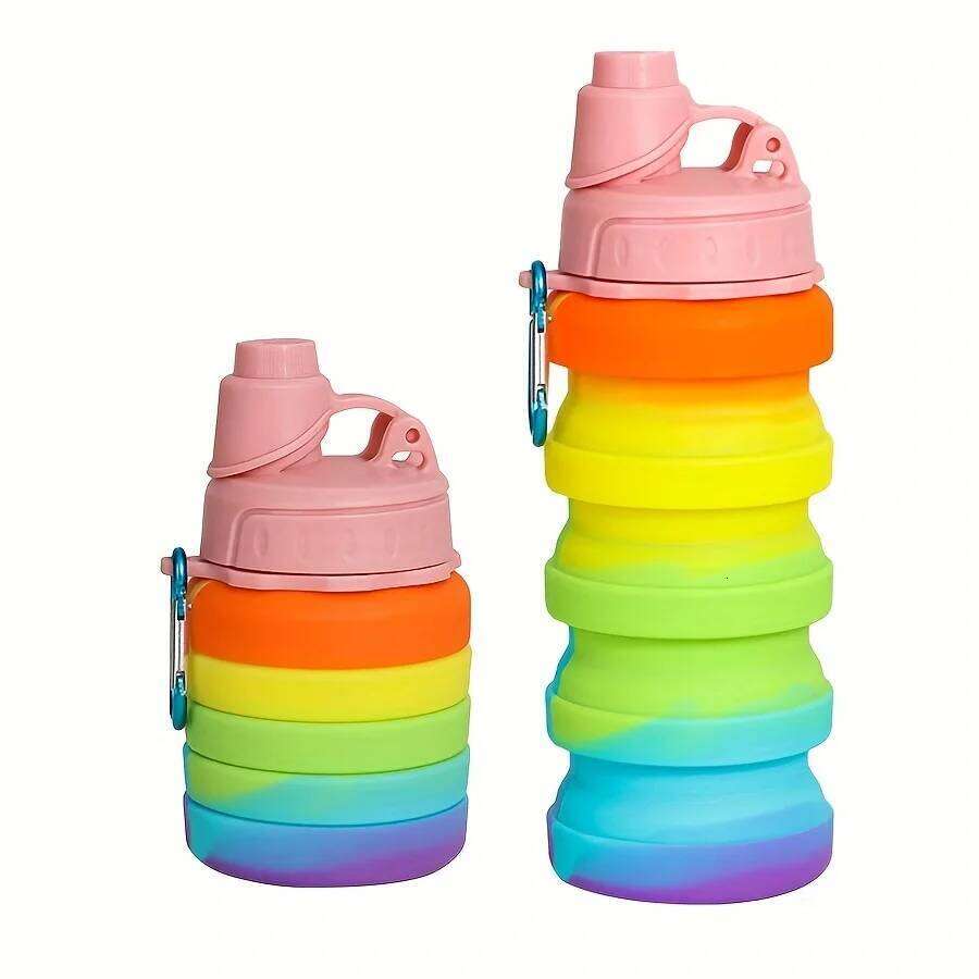 Silicone Foldable 420/500ml for Sports Leakproof with Carabiner Collapsible Cycling Water Bottle Z260313