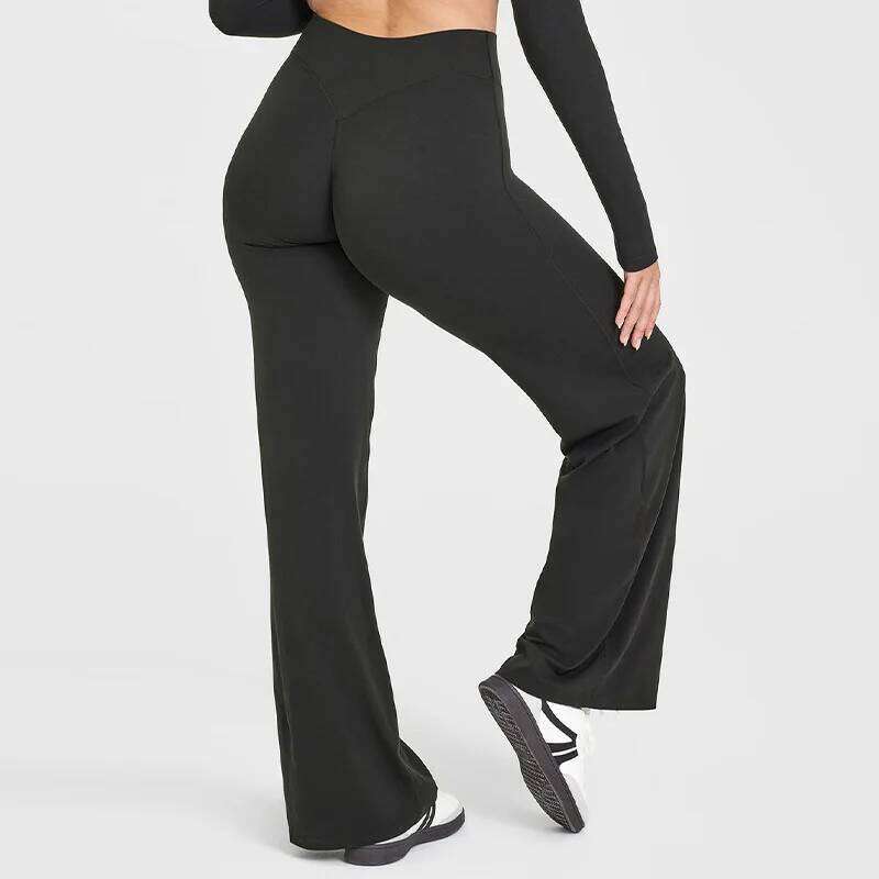 NCLAGEN SoftMotion Straight Leg Bottoms Women's Mid-Waist Yoga Pants GYM Leggings Naked Feel Pilates Running Sports Trousers 26Y0313
