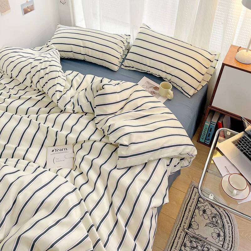 Striped Bedding Queen Korean Style Sheet King Size Duvet Cover Set with Bedsheet Soft Beddings and Bed Sets H260312 - view 4