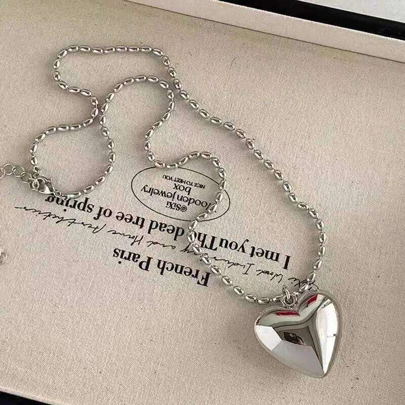 Women's Heart Pendant Fashion Punk Girl Party New Design Gift Metal Chain Necklace H260312