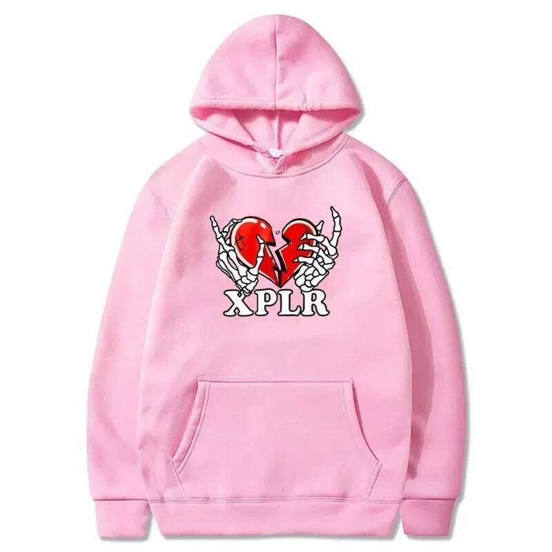 New XPLR Heartbreak Print Hoodie, Universal Street Clothing Casual Versatile Autumn and Winter Fashion Comfort Sweater Z260314