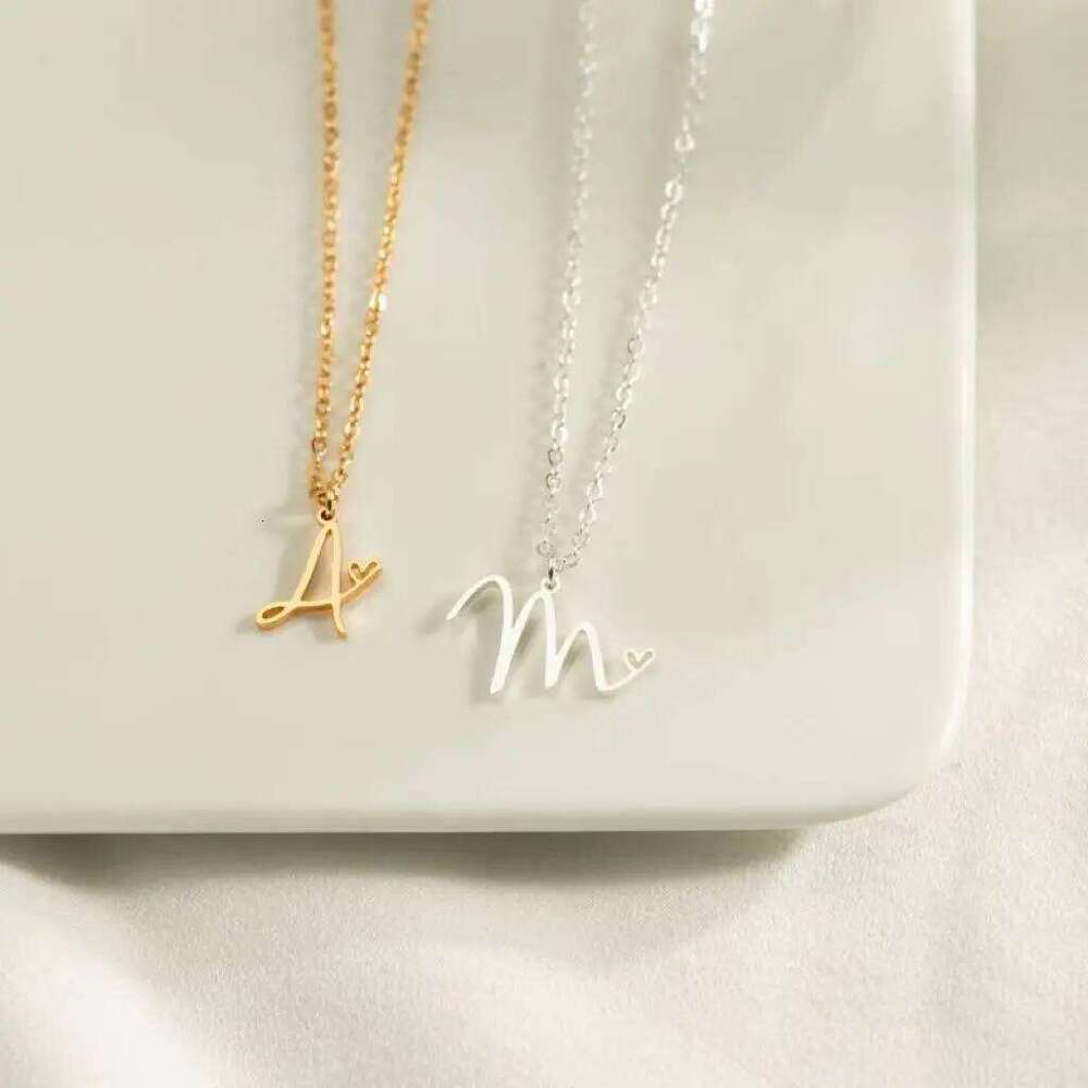 SUNIBI Stainless Steel Initial for Woman 26 Art Letters Heart DIY Pendant Necklace Gift Jewelry Wholesale Dropshipping H260312