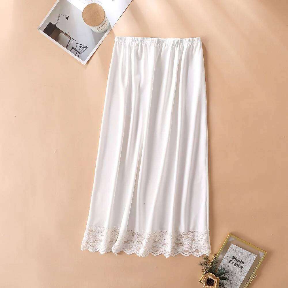 Thin Ice Silk Modal Female Half Length Lace Anti-glare Innerwear Short Skirt Mesh Flower High Waist Elastic Underskirt Z260314