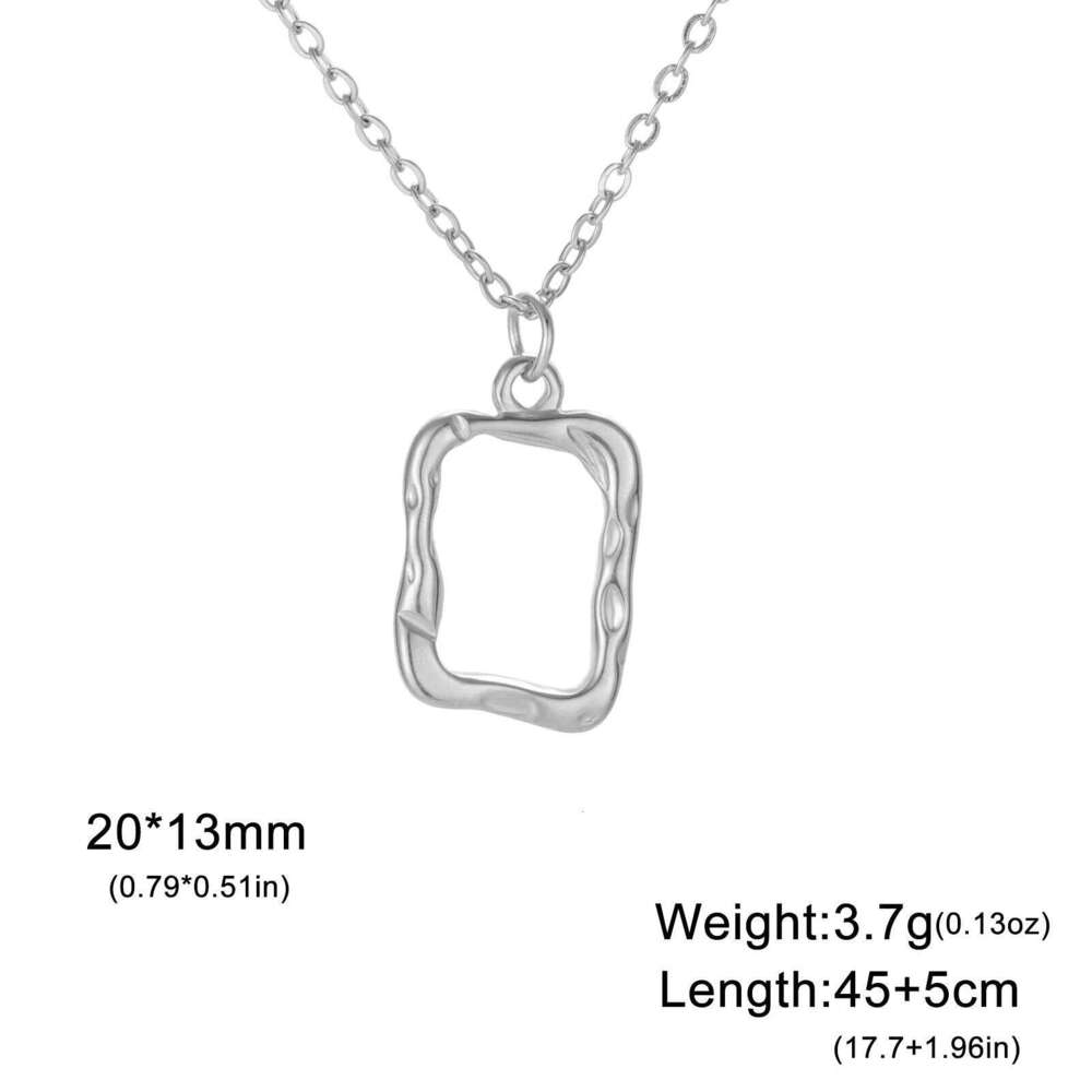 Skyrim Irregular Quadrilateral Pendant Necklace Women Girls Stainless Steel Neck Chain Minimalist Trendy Geometric Jewelry Gift H260312