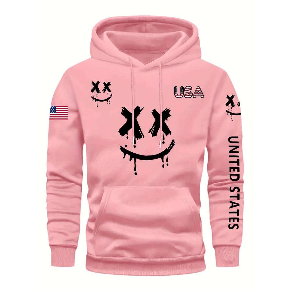 Autumn Winter Expression Print Men Women Long-sleeved Hooded Sweatshirt Daily Outdoor Vacation Fitness Casual Warm Sportswear Z260314