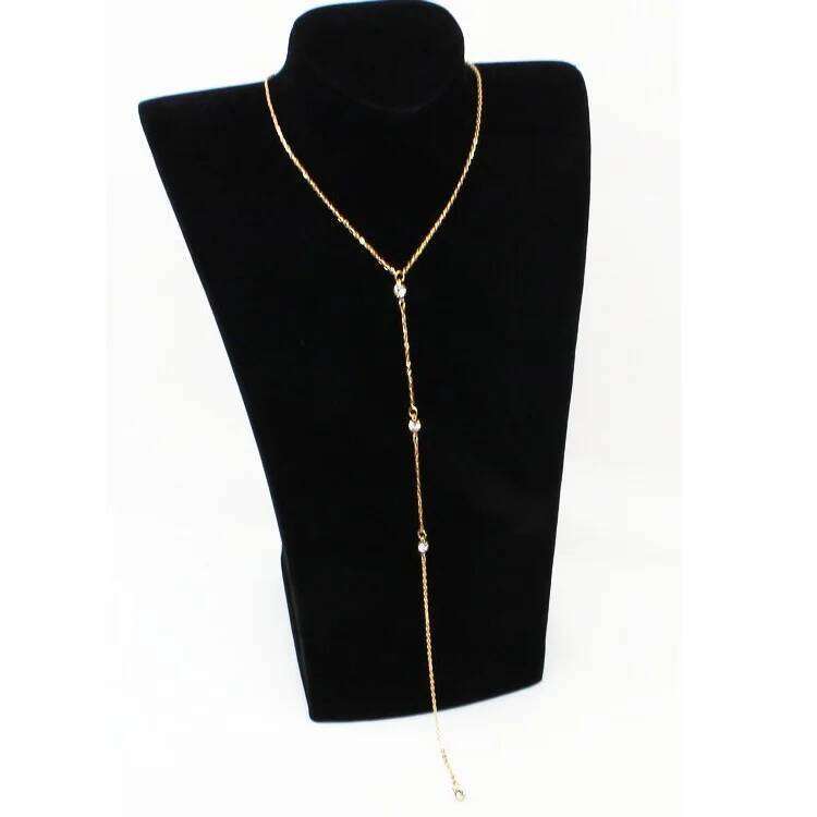 Sleek Minimalist With Rhinestones Sexy Dew Behind The Back Necklace Body Chain Long Ladies Charm Jewelry Accessories H260312