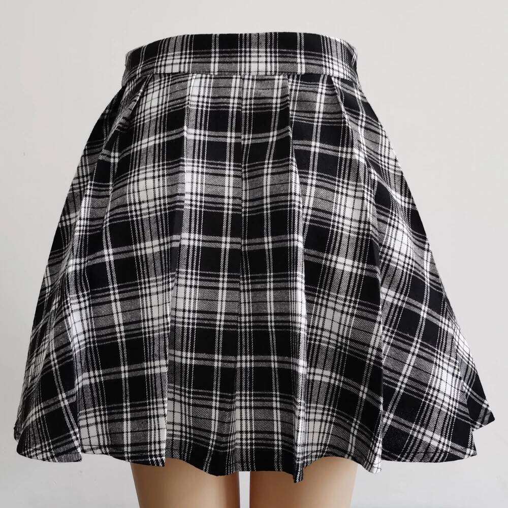 Gothic Sweet Women Fashion Mini High Waist Chic Kawaii Summer Casual Ladies Plaid Pleated Skirt Z260314