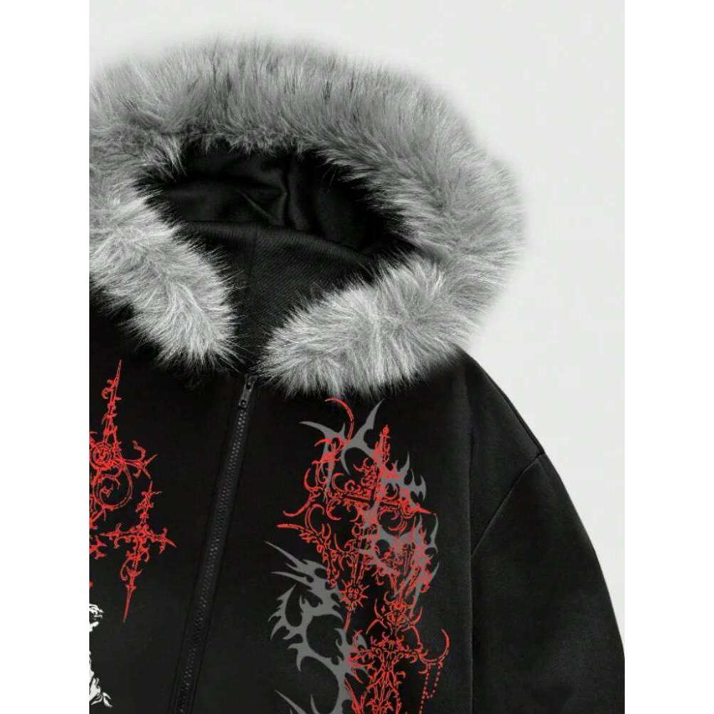 Gothic Trend Graphic Hoodie New Autumn Winter Unisex Zip Up Sweatshirt Fashion Print Hooded Pullover For Men And Women Z260314