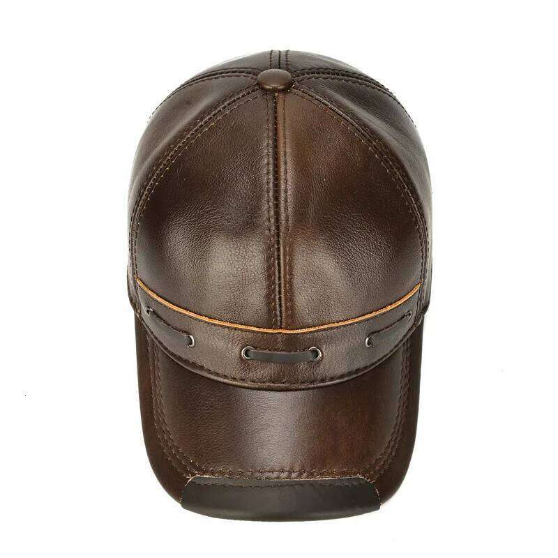 Genuine Cow Leather Baseball Caps Men Coffee Kufi Hats High-end Mature and Steady Style Outdoor Sports Classic Europe Hiking Hat Z260314