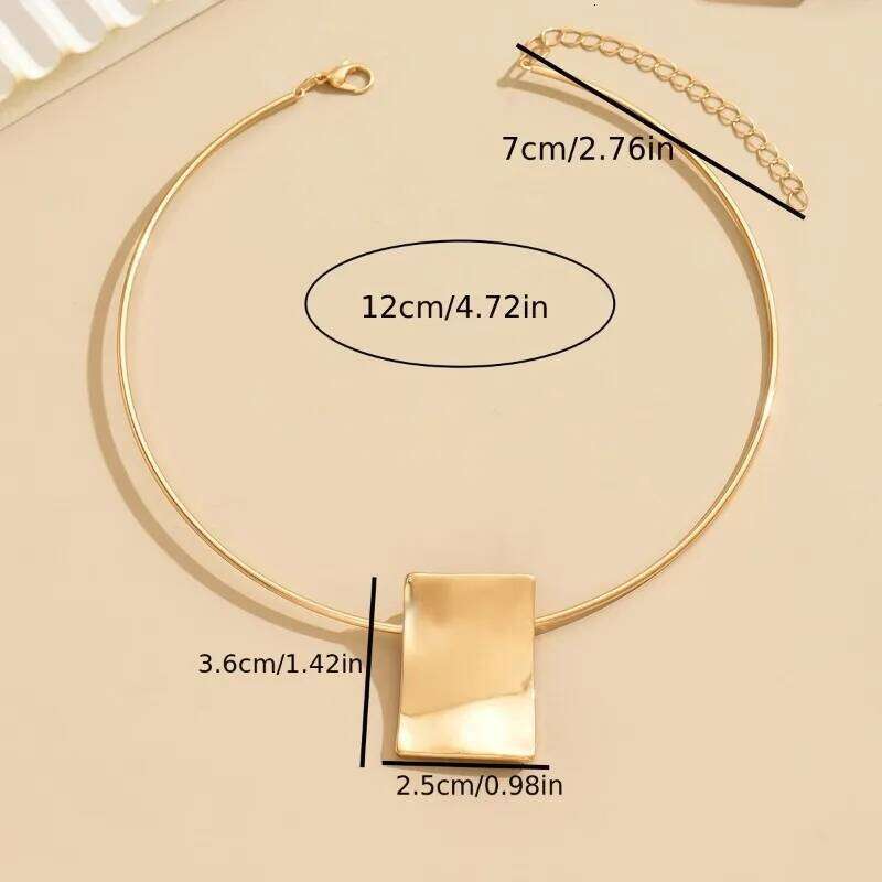 Geometric Square Choker Necklace Vintage Style Jewelry for Women Collar Women's Simple Holiday Party Accessories H260312
