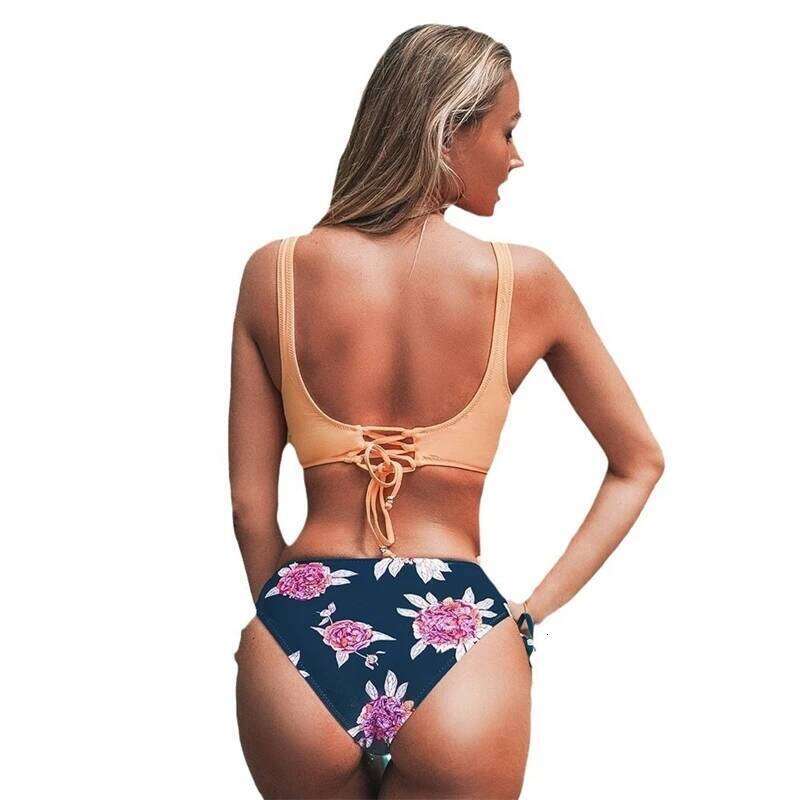 Women's Bikini Swimsuit Front Cross Lace Up Two Piece Bathing Suit Y260303