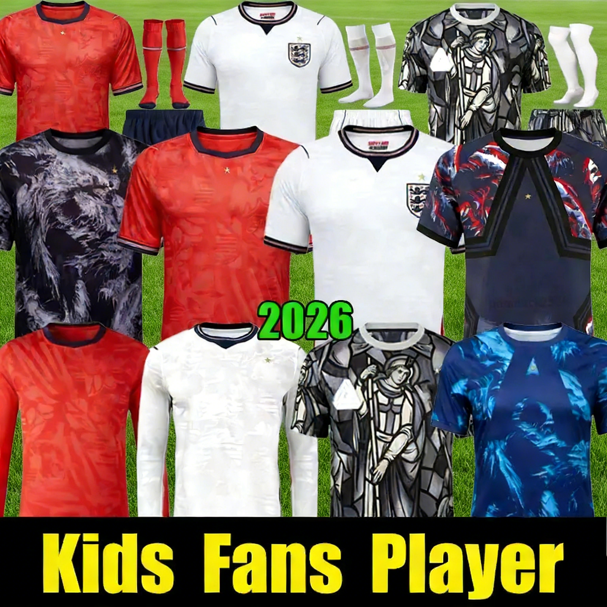 2026 England Soccer Jersey Men Kids 25 26 27 KANE BELLINGHAM RASHFORD RICE FODEN GORDON TONEY PALMER PICKFORD Football Shirt Soccer Uniform