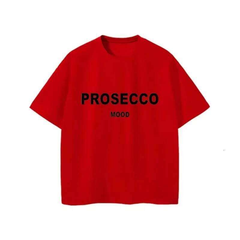 PROSECCO MOOD Letter Graphic Printed Cotton T-Shirts Women Oversize Female Clothing Soft Round Neck Lady Y2k Tops Summer Z260314