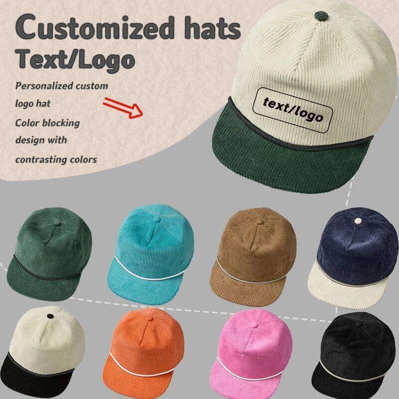 New Custom Classic Corduroy Plus Rope Design Baseball Cap Unisex Embroidered Logo Soft Top Flat Brim Casual Hip Hop Gorras Z260314
