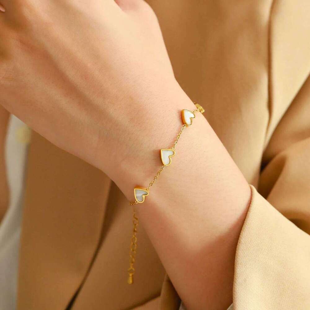 Romantic Heart for Women Multi-color Stainless Steel Gold Plated Wrist Chain Jewelry Girl Gifts H260312