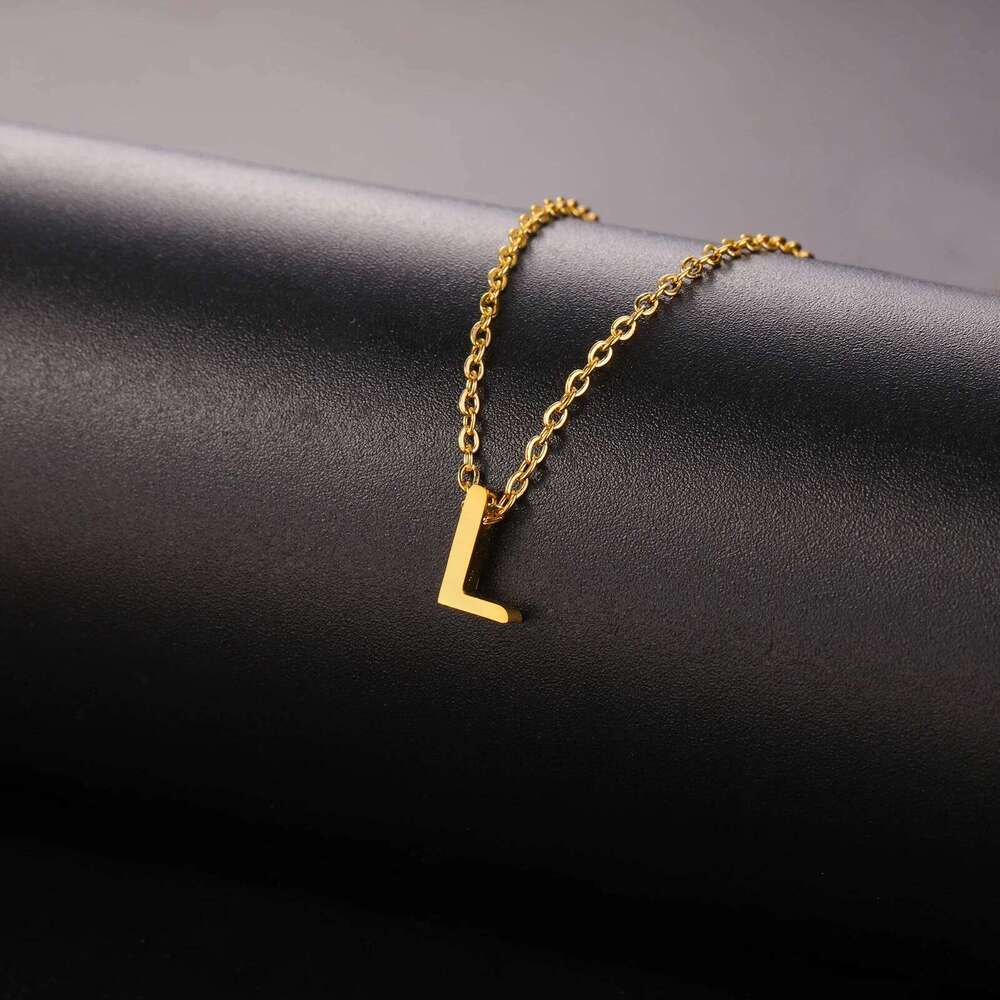 Unift Family Initial Name Necklaces Letter Alphabet M Pendant Stainless Steel Women Neck Chain Choker Trendy Minimalist Jewelry H260312