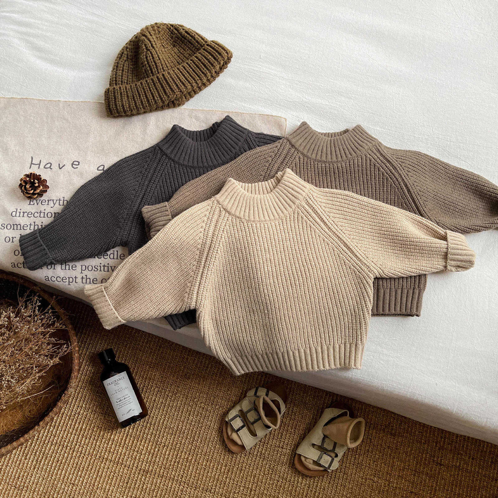 Pullover Korean children's clothing new autumn and winter children's tops chunky knit pullover base layer half-high collar sweater for boys 