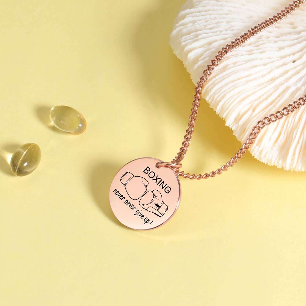 Boxing G Necklace For Men Woman Father Dad Boy Kid Child Sports Fight Stainless Steel Chain Pendant Gold Color Jewelry H260312