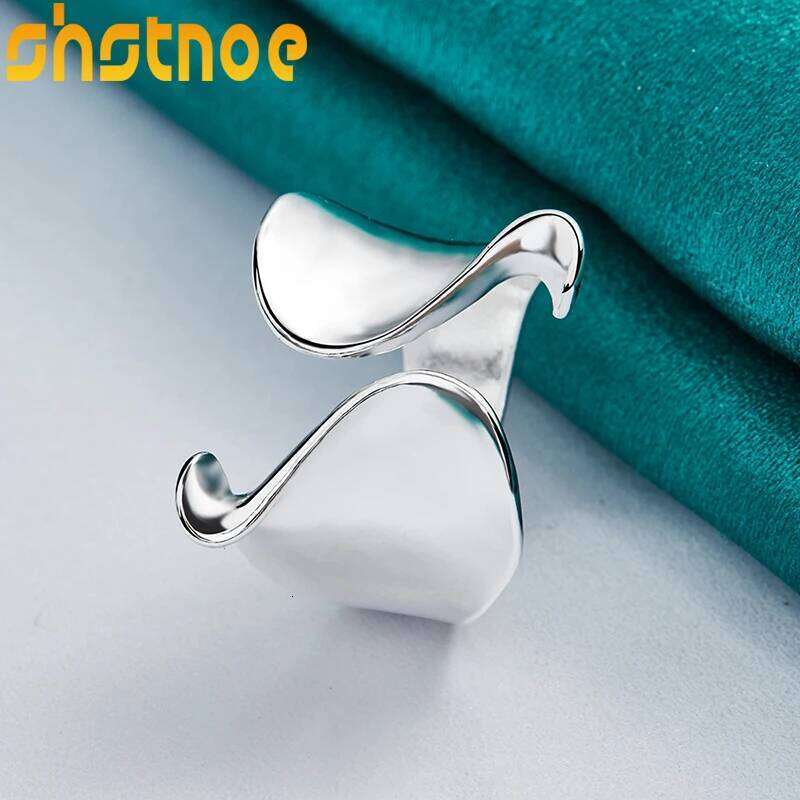 New 925 Sterling Silver Glossy Irregular Open Ring For Women Man Bridal Wedding Bands Abstract Jewelry Fashion Charm Accessories H260312