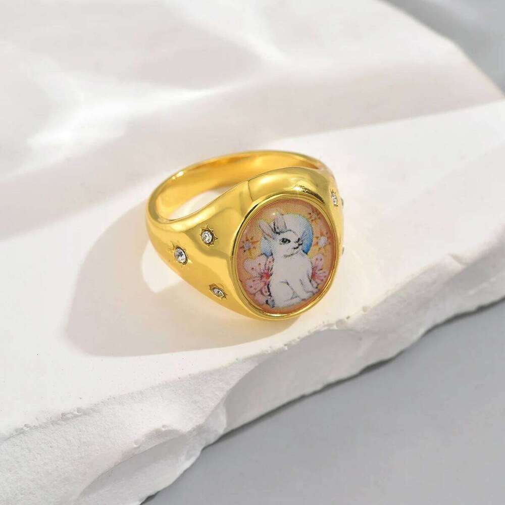 Simple Golden Oval Geometry Ring women Jewelry Party Gift H260312