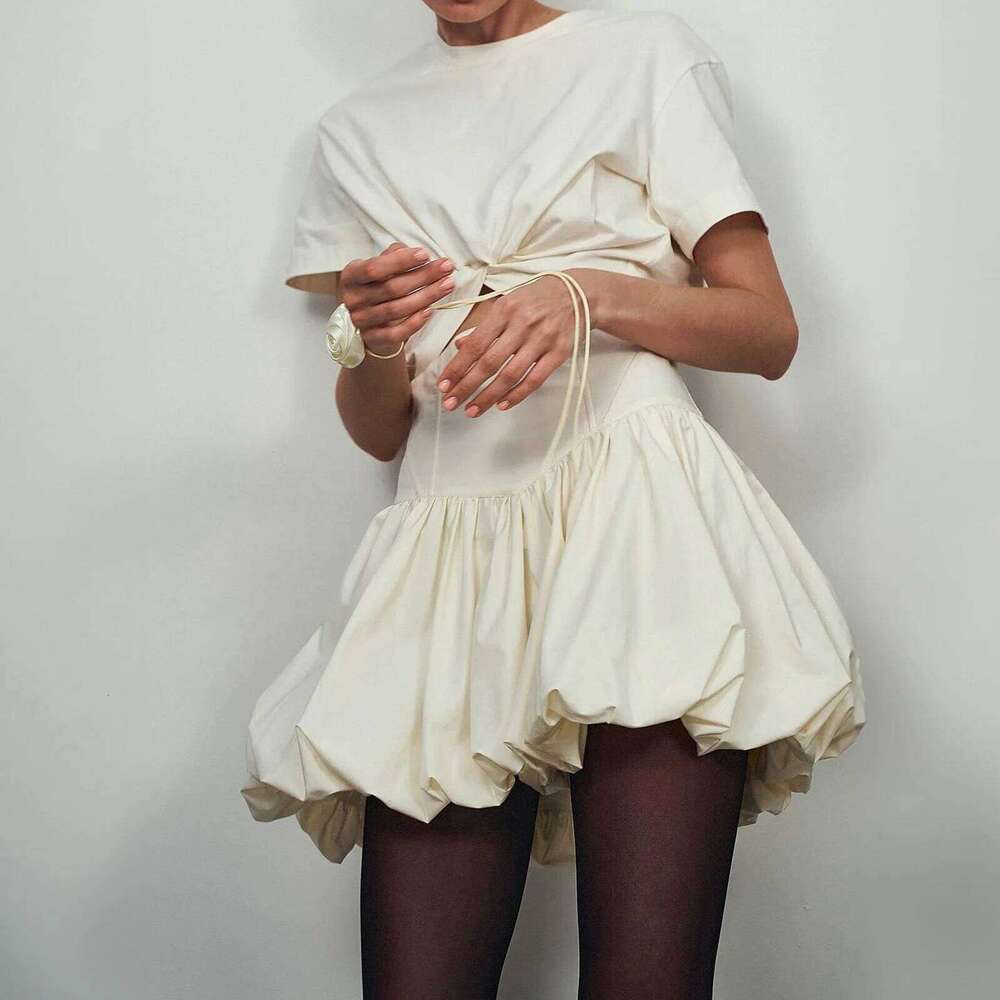 Women Summer Kawaii Bubble Casual Solid Color High Waist Mini Skirts for Beach Vacation Club Streetwear Aesthetic Clothes Z260314