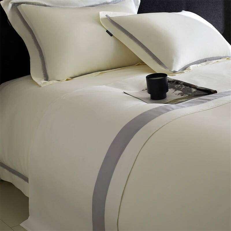 Lace Wide Edge Solid Color Simple Bedding Set 1000TC Egyptian Cotton Duvet Cover Flat/Fitted Bed Sheet Pillowcases 4Pcs H260312 - view 6