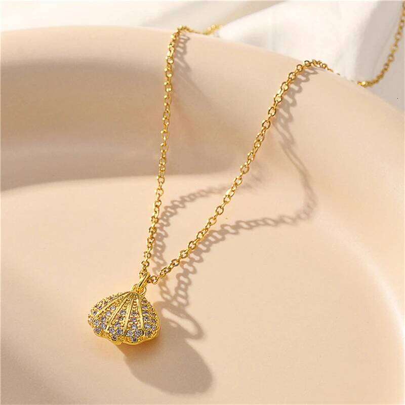 Design Sense Open Pearl Shell Pendant Stainless Steel Necklaces For Women Korean Fashion Sweet Sexy Wedding Jewelry Wholesale H260312