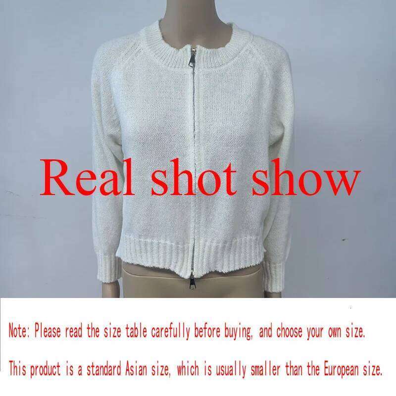 Autumn Winter Short Knitting Cardigan Women Solid Color Long Sleeve Round Neck Jacket 2025 Casual Zipper Sweater Coats Z260313