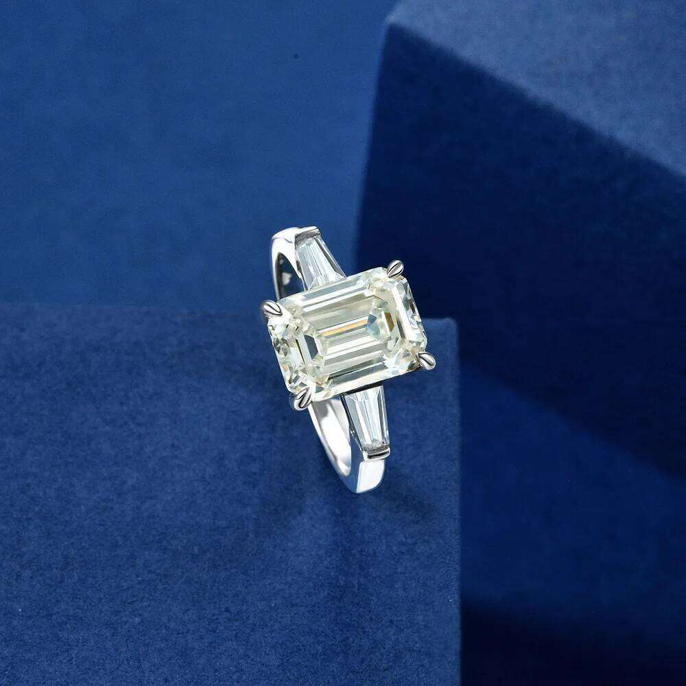 OEVAS 925 Sterling Silver Emerald Cut Created Gemstone Wedding Engagement High Carbon Diamonds Ring Fine Jewelry Gifts Wholesale H260312