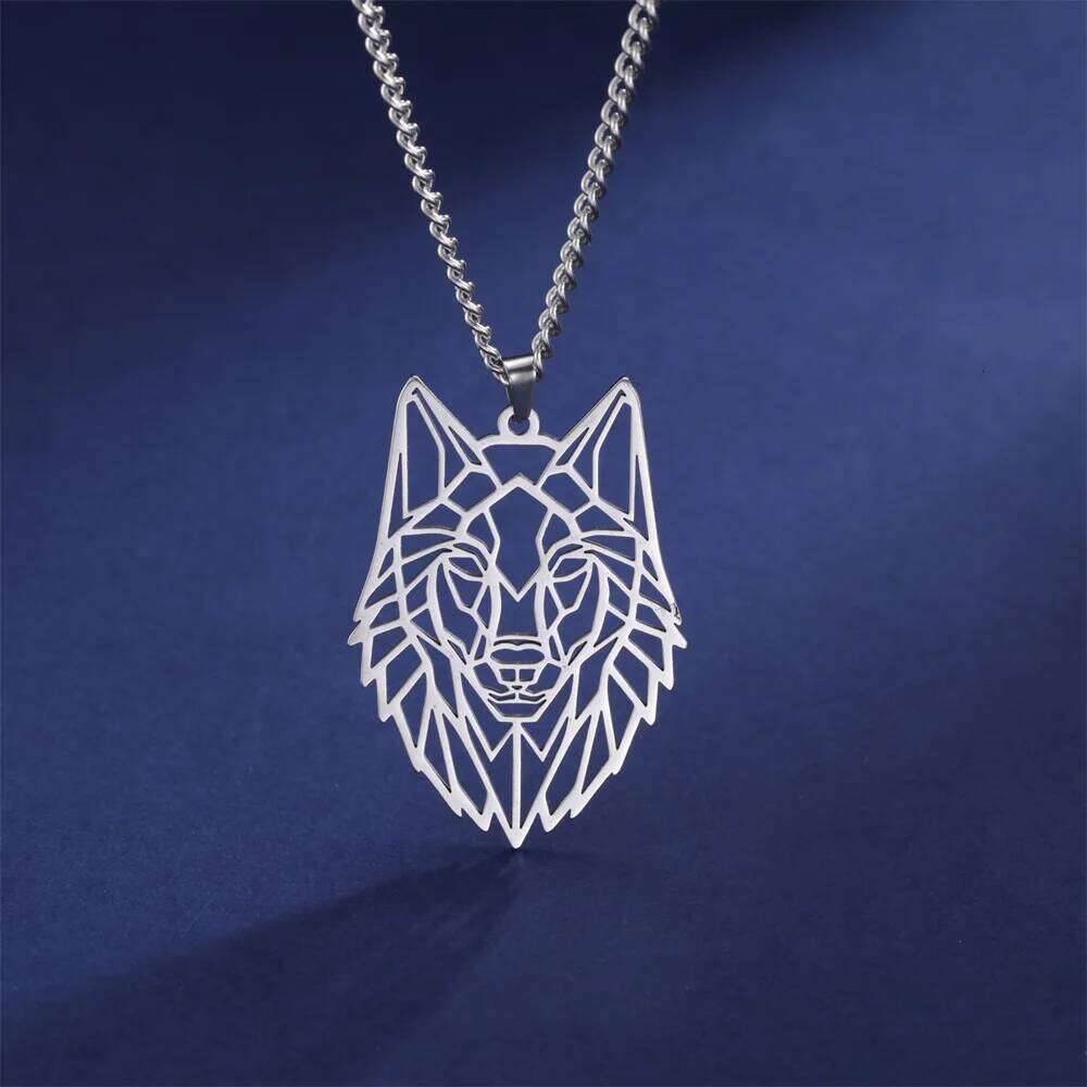 My shape Stainless Steel Head for Men Women Hollow Wolf Animal Necklace Punk Jewelry Male Boys Valentine's Day H260312