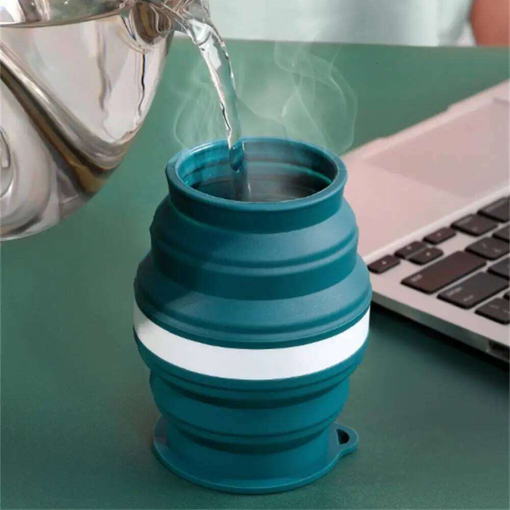 Portable Silicone Cup Foldable Travel Mug Heat Resistant Collapsible Water Cups with Lid Lanyard for Outdoor Camping Drinking Z260313