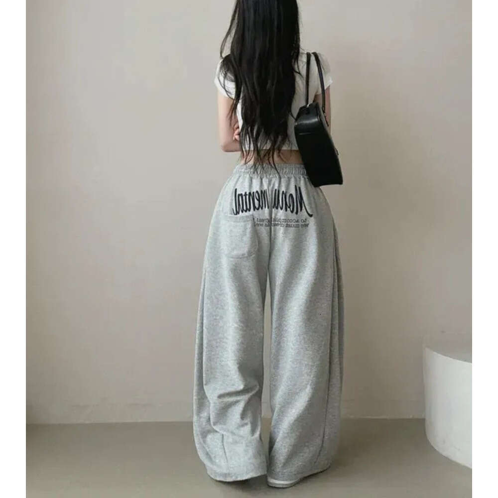 Women's Pants Women Bf Hip Hop Y2k Drawstring Printing Sweatpants Fashion Streetwear Sports Trousers Loose Casual Wide Leg Z260312