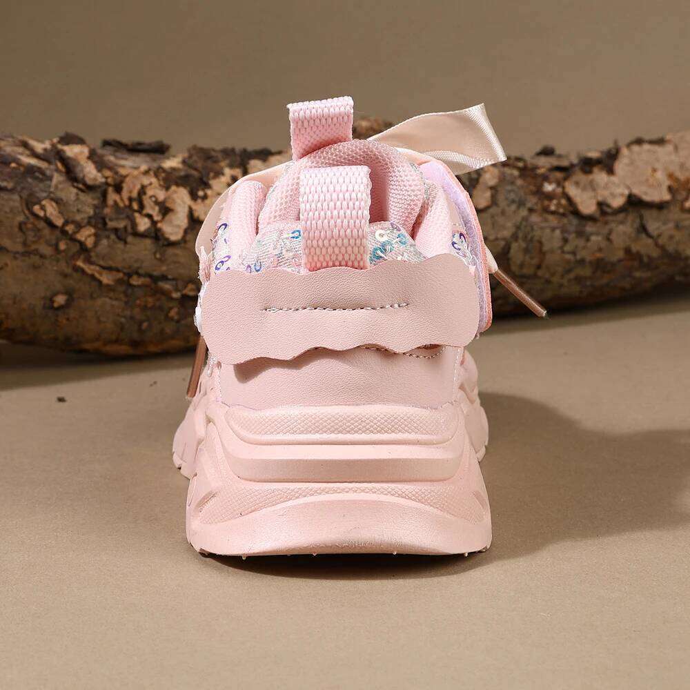 Children New Spring Toddler Girls Sport Shoes Bling Soft Sole Breathable Outdoor Tennis Fashion Kids Sneakers 26Y0313