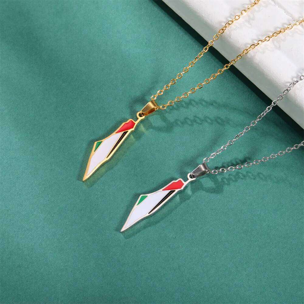 My Shape Palestine Flag Pendant for Women Men Stainless Steel Map Geography Necklace Choker Chain Jewelry Wholesale H260312