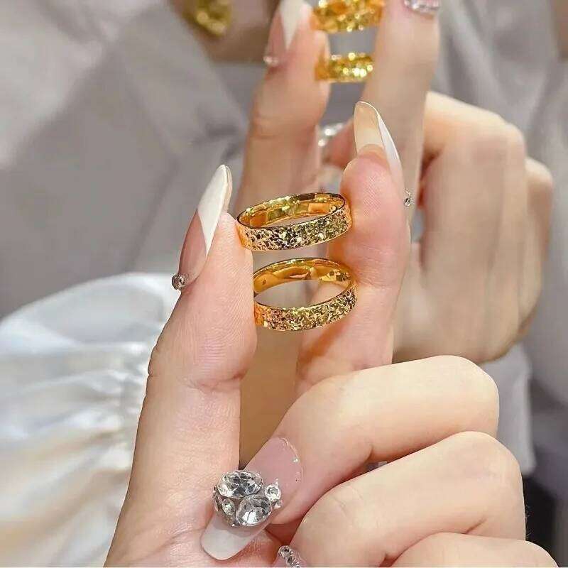 S925 Sterling Silver Crushed Ice Couple Ring Minimalist Sparkling Band Unisex Jewelry Trendy Hypoallergenic Gift for Her Him H260312