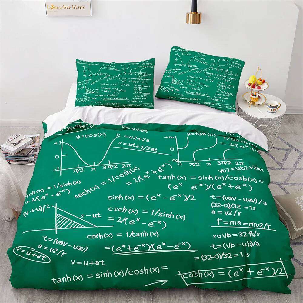 Modern Duvet Cover School Genius Smart Student Math Geometry Science Number Formule Image Decorative Polyester Bedding Set H260312 - view 3