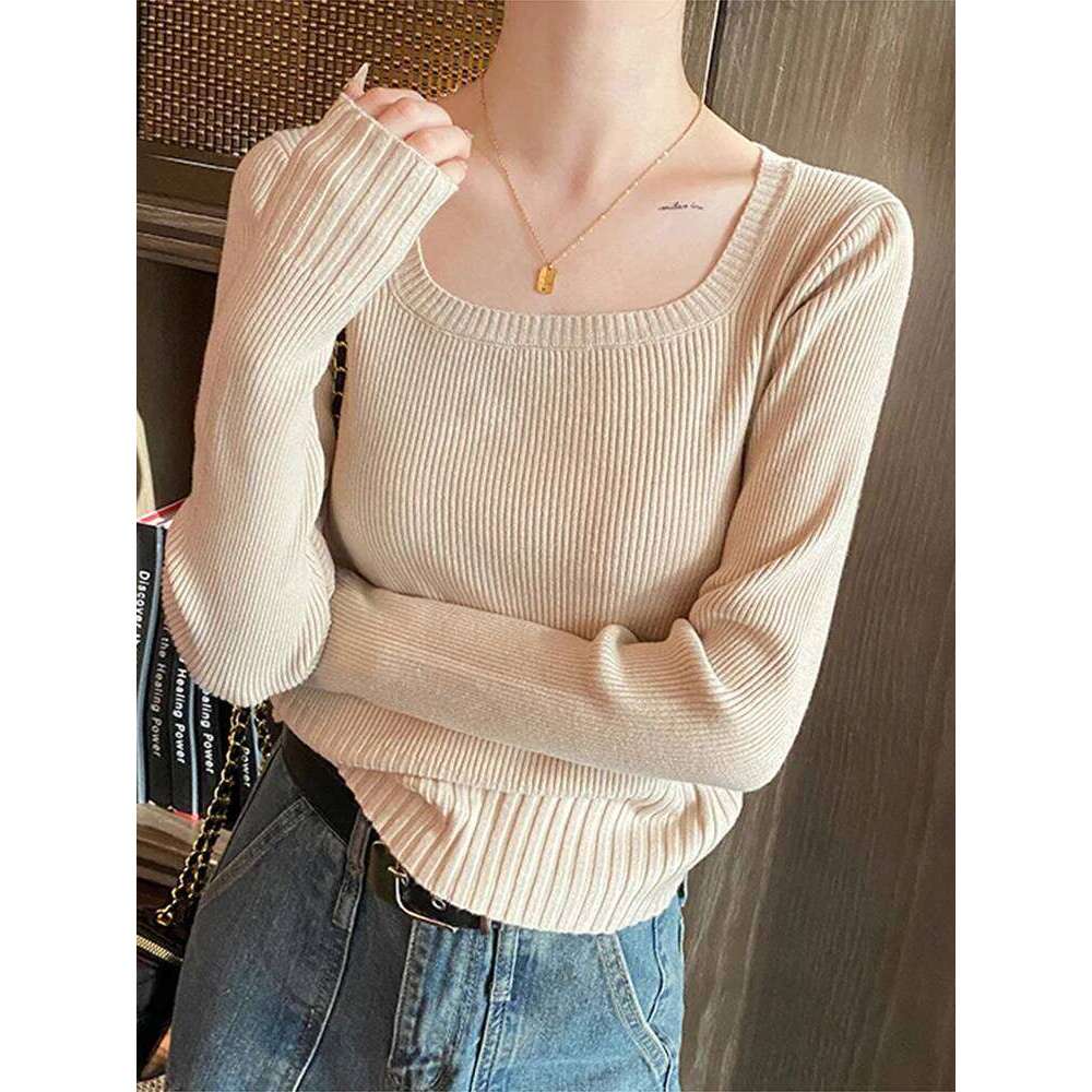 2025 U Neck Women Autumn Winter Sweaters Slim Knitted Pullovers Soft Warm Solid Jumper Female Sweater Casual Knitwear Jersey Top Z260314