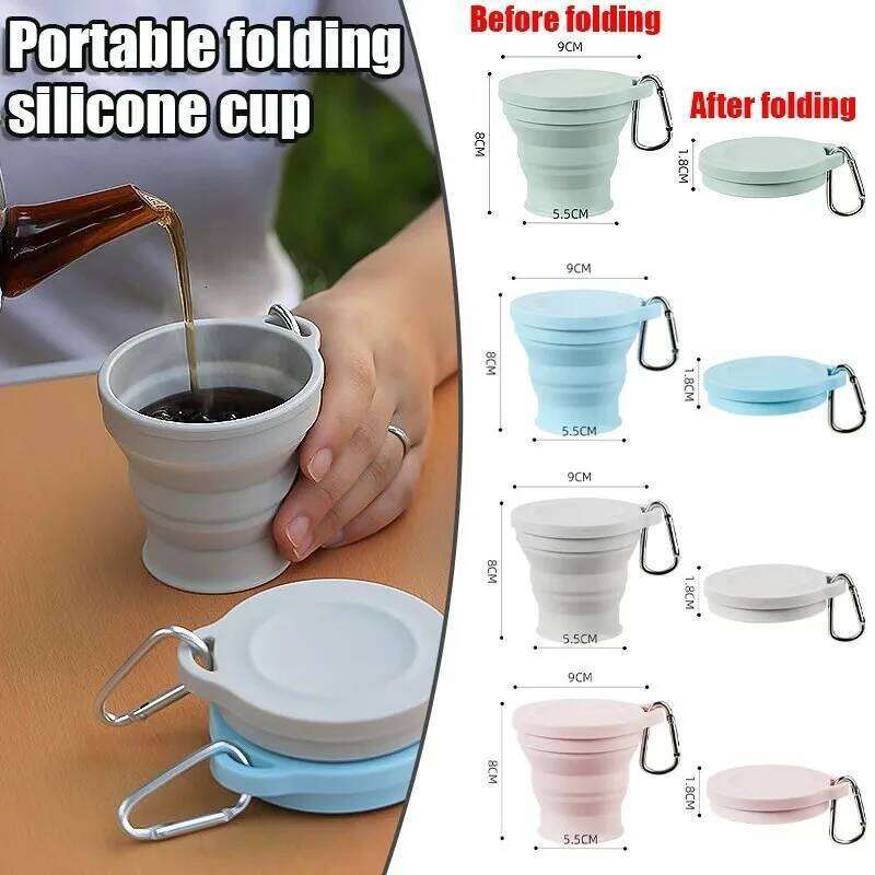 Outdoors Silicone Folding with Hanging Hole - Portable Travel Water Cup, Creative Washing Cup Fashion Accessory Z260314
